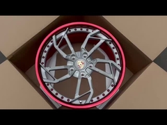 포르쉐용 커스텀 레드 배럴 및 그레이 디스크 1-PC 단조 림