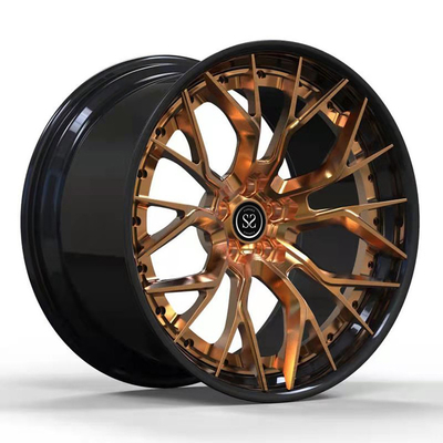 Porsche 991 Staggered 2 PC 단조 알로이 림 5x130 Gloss Black Matt Bronze