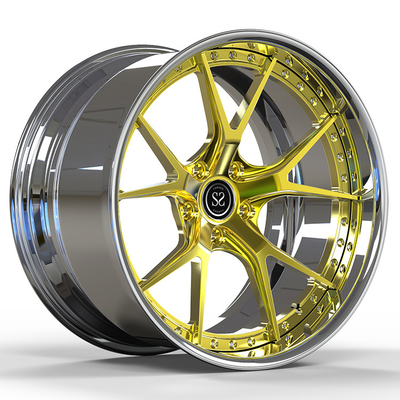 Ford Charge 5x115 2-PC 6061-T6 알루미늄 림 폴란드어 배럴 + 골드 디스크 19 및 20 인치에 적합